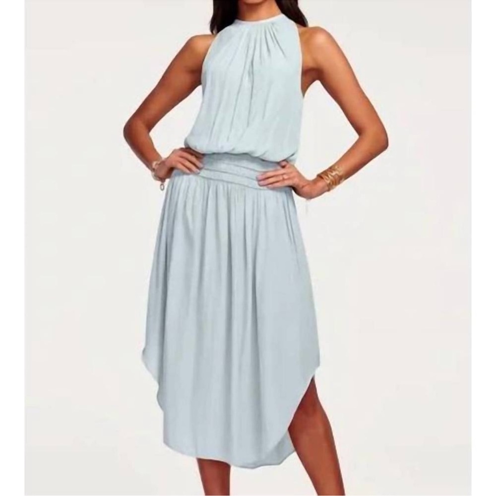 Ramy Brook Audrey Smocked Midi Dress Mystic Blue Size M